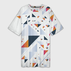 Платье-футболка 3D с принтом Абстрактные Треугольные Формы в Санкт-Петербурге,  |  | abstraction | figure | geometry | shape | triangles | абстракция | геометрия | треугольники | фигура | форма
