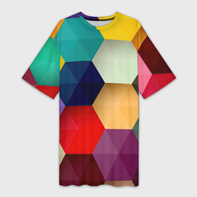 Платье-футболка 3D с принтом Цветные соты в Санкт-Петербурге,  |  | Тематика изображения на принте: арт | вектор | векторный рисунок | геометрические фигуры | геометрия | рисунок | соты