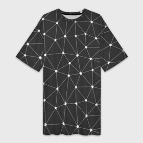 Платье-футболка 3D с принтом Треугольники На Чёрном Фоне в Санкт-Петербурге,  |  | abstraction | figure | geometry | isometric | pattern | shape | trapezoid | абстракция | геометрия | изометрический | трапеция | треугольники | узор | фигура | фон | форма | чёрный