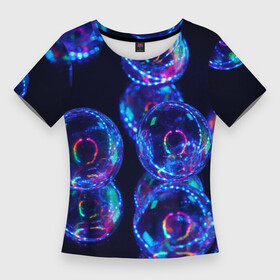 Женская футболка 3D Slim с принтом Неоновые сюрреалистичные пузыри  Синий в Санкт-Петербурге,  |  | Тематика изображения на принте: abstraction | art | artwork | bubbles | colorful | colors | dark | darkness | graphics | neon | surrealism | абстракция | арт | графика | искусство | неон | пузыри | разноцветный | сюрреализм | темнота | тьма | цвета