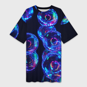 Платье-футболка 3D с принтом Неоновые сюрреалистичные пузыри  Синий в Санкт-Петербурге,  |  | abstraction | art | artwork | bubbles | colorful | colors | dark | darkness | graphics | neon | surrealism | абстракция | арт | графика | искусство | неон | пузыри | разноцветный | сюрреализм | темнота | тьма | цвета
