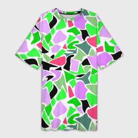 Платье-футболка 3D с принтом Abstract pattern green pink spots в Санкт-Петербурге,  |  | abstract pattern | pattern | spots | абстрактный узор | зеленый | пятна | розовый