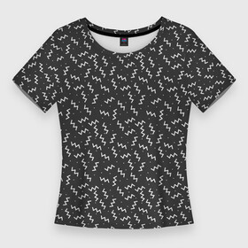 Женская футболка 3D Slim с принтом Неправильные Зигзаги На Чёрном Фоне в Санкт-Петербурге,  |  | abstraction | figure | geometry | isometric | pattern | shape | абстракция | геометрия | зигзаг | изометрический | узор | фигура | форма | чёрный