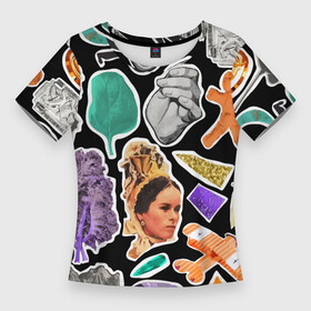 Женская футболка 3D Slim с принтом Underground pattern  Fashion trend в Санкт-Петербурге,  |  | dagger | face | fashion | girl | leaf | mountains | pattern | plane | rock climber | trend | underground | андеграунд | горы | девушка | кинжал | лист | лицо | мода | очки | паттерн | самолёт | скалолаз | тренд