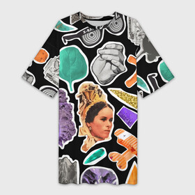 Платье-футболка 3D с принтом Underground pattern  Fashion trend в Санкт-Петербурге,  |  | dagger | face | fashion | girl | leaf | mountains | pattern | plane | rock climber | trend | underground | андеграунд | горы | девушка | кинжал | лист | лицо | мода | очки | паттерн | самолёт | скалолаз | тренд