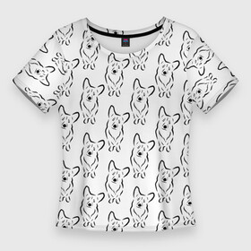 Женская футболка 3D Slim с принтом Корги (принт) в Санкт-Петербурге,  |  | вельш | животные | корги | лапки | малыш | милота | мимими | мордочка | овчарка | орнамент | паттерн | пес | песик | порода | принт | собака | собачка | собачникам | собачники | уши | фауна | щенок
