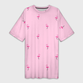 Платье-футболка 3D с принтом Фламинго на розовом фоне в Санкт-Петербурге,  |  | birds | delicate | flamingo | minimalism | minimalistic | nature | pattern | pink | seamless | summer | vacation | бесшовный | изящный | лето | минимализм | минималистичный | отпуск | паттерн | природа | птицы | розовый | фламинго