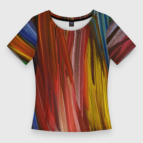 Женская футболка 3D Slim с принтом Разноцветная палитра красок в Санкт-Петербурге,  |  | абстрактное | абстракция | дети | искусство | картина | кисть | краски | мазок | палитра | радость | радуга | ребенок | рисунок | холст | художник | цвет