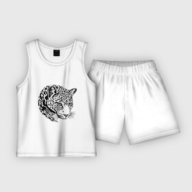 Детская пижама с шортами хлопок с принтом POSING JAGUAR в Санкт-Петербурге,  |  | animal | charming | jaguar | jungle | predator | wild | джунгли | дикий | животное | очаровательный | хищник | ягуар