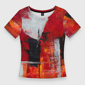 Женская футболка 3D Slim с принтом Красно бело черная стена в Санкт-Петербурге,  |  | абстрактное | абстракционизм | абстракция | белый | живопись | искусство | картина | краска | краски | красный | палитра | полотно | ремонт | стена | строитель | три цвета | цвет | черный