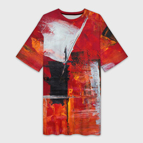 Платье-футболка 3D с принтом Красно бело черная стена в Санкт-Петербурге,  |  | абстрактное | абстракционизм | абстракция | белый | живопись | искусство | картина | краска | краски | красный | палитра | полотно | ремонт | стена | строитель | три цвета | цвет | черный