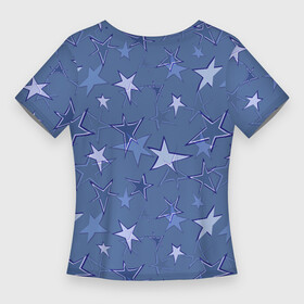 Женская футболка 3D Slim с принтом Gray Blue Star Pattern в Санкт-Петербурге,  |  | gray blue | pattern | star | звездный узор | звезды | серый | синий