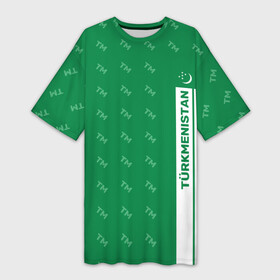 Платье-футболка 3D с принтом Turkmenistan TM (Турменистан) в Санкт-Петербурге,  |  | ashgabat | turkmenistan | ашхабад | зелёный блокнот | туркменистан | туркмения