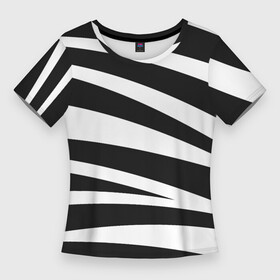 Женская футболка 3D Slim с принтом Зебра чёрные и белые полосы в Санкт-Петербурге,  |  | Тематика изображения на принте: зебра | полосы | узор | чёрно белое | чёрное и белое