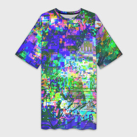 Платье-футболка 3D с принтом Красочный авангардный глитч  Экспрессия в Санкт-Петербурге,  |  | abstraction | expression | fashion | glitch | neon | pattern | vanguard | абстракция | авангард | глитч | мода | неон | паттерн | экспрессия