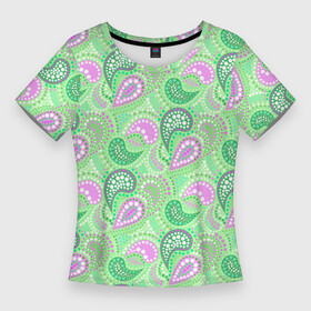 Женская футболка 3D Slim с принтом Turkish cucumber green background в Санкт-Петербурге,  |  | green background | turkish cucumber | в горошек | зеленый | зеленый узор | розовый и зеленый | турецкие огурцы