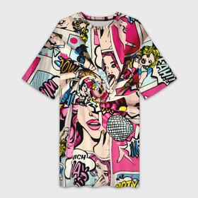 Платье-футболка 3D с принтом Twisted pop atr pattern в Санкт-Петербурге,  |  | color | fashion | pattern | pop art | retro | мода | паттерн | поп арт | ретро | цвет