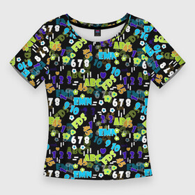 Женская футболка 3D Slim с принтом Multicolored alphabet and numbers в Санкт-Петербурге,  |  | alphabet | multicolored alphabet | numbers | алфавит | детский узор | разноцветный узор | узор | цифры | школа