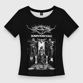 Женская футболка 3D Slim с принтом BABYMETAL Throne в Санкт-Петербурге,  |  | Тематика изображения на принте: babymetal | heavy | japan | kawaii | metal | moametal | su metal | yuimetal | бэбимэтал | каваий | кикути | металл | мидзуно | моа | накамото | судзука | тяжёлый | хеви метал | юи | япония