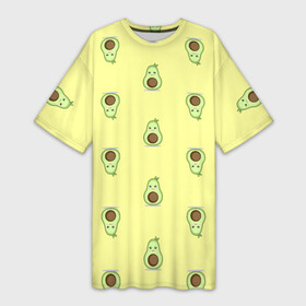 Платье-футболка 3D с принтом Авокадики паттерн в Санкт-Петербурге,  |  | авокадики | авокадики паттерн | авокадо | авокадо милашка | желтый | зеленый | милашка | милое | милый | паттерн