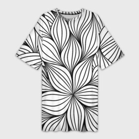 Платье-футболка 3D с принтом Бесконечные Белые Листья в Санкт-Петербурге,  |  | endless | leaves | summer | white | белый | бесконечные | букет | лето | листья | природа | растение | флора
