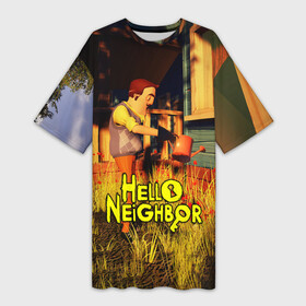 Платье-футболка 3D с принтом Hello Neighbor  Привет сосед  Сосед поливает в Санкт-Петербурге,  |  | Тематика изображения на принте: hello neighbor | видеоигра | игра | ник рот | привет сосед | сосед | теодор питерсон