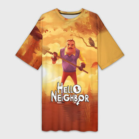 Платье-футболка 3D с принтом Hello Neighbor  Привет сосед  Сосед с лопатой в Санкт-Петербурге,  |  | Тематика изображения на принте: hello neighbor | видеоигра | игра | привет сосед | сосед | теодор питерсон