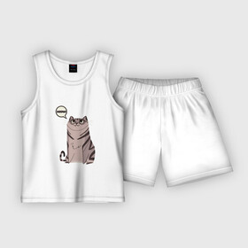 Детская пижама с шортами хлопок с принтом Сиамский МЯУ в Санкт-Петербурге,  |  | cat | meow | pussy | siamese | киса | кися | котик | котэ | кошка | кошки | мяу | сиам | сиамская | сиамский