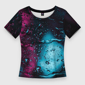 Женская футболка 3D Slim с принтом Неоновые сюрреалистичные капли  Розовый и голубой в Санкт-Петербурге,  |  | abstraction | art | artwork | colorful | colors | dark | darkness | drops | graphics | neon | patterns | rain | surrealism | sweethuman | sweethumen | абстракция | арт | графика | дождь | искусство | капли | неон | разноцветный | сюрреализм | темнота | ть