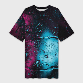 Платье-футболка 3D с принтом Неоновые сюрреалистичные капли  Розовый и голубой в Санкт-Петербурге,  |  | abstraction | art | artwork | colorful | colors | dark | darkness | drops | graphics | neon | patterns | rain | surrealism | sweethuman | sweethumen | абстракция | арт | графика | дождь | искусство | капли | неон | разноцветный | сюрреализм | темнота | ть