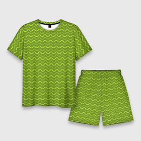 Мужской костюм с шортами 3D с принтом Зеленые светлые и темные волнистые полосы в Санкт-Петербурге,  |  | абстрактные | абстракция | геометрия | классика | классические | нейтральные | спокойные | узор | узоры