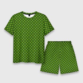 Мужской костюм с шортами 3D с принтом Зеленый узоры крестиком в Санкт-Петербурге,  |  | абстрактные | абстракция | геометрия | классика | классические | нейтральные | спокойные | узор | узоры