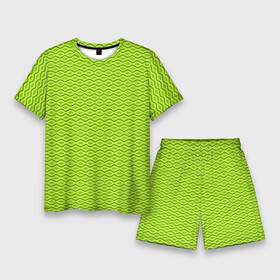 Мужской костюм с шортами 3D с принтом Зеленые абстрактные линии в Санкт-Петербурге,  |  | абстрактные | абстракция | геометрия | классика | классические | нейтральные | спокойные | узор | узоры