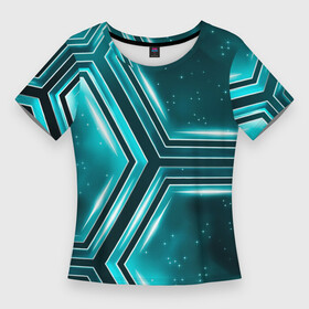 Женская футболка 3D Slim с принтом Космические соты в Санкт-Петербурге,  |  | 3d | 3д | cell | hexagon | гексагон | космические | сотовые | соты | шестигранники | ячейки