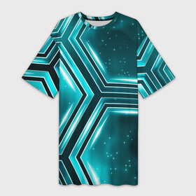 Платье-футболка 3D с принтом Космические соты в Санкт-Петербурге,  |  | 3d | 3д | cell | hexagon | гексагон | космические | сотовые | соты | шестигранники | ячейки
