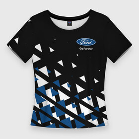 Женская футболка 3D Slim с принтом Ford треугольники в Санкт-Петербурге,  |  | b c | bronco | capri | cougar | crown victoria | econoline | econovan | ecosport | edge | escape | falcon | ford | max | авто | автомобиль | знак | лого | машина | символ | тачка | форд | форт | эмблема