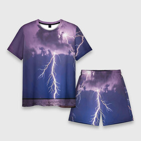 Мужской костюм с шортами 3D с принтом Разряд молний над океаном в Санкт-Петербурге,  |  | element | lightning | nature | ocean | storm | storm cloud | гроза | молнмя | океан | природа | стихия | туча