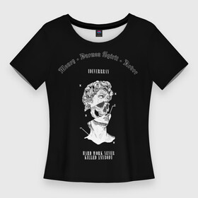 Женская футболка 3D Slim с принтом Daemon Spirit Black  Artwork в Санкт-Петербурге,  |  | daemon spirit | los angeles | белый | женское | коллекция | лицо | мужское | надписи | чёрный | эстетика