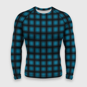 Мужской рашгард 3D с принтом Black and blue plaid в Санкт-Петербурге,  |  | black and blue | plaid | plaid pattern | клетка | клетчатый узор | синий | черный | шотландка