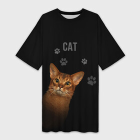 Платье-футболка 3D с принтом Кошка абиссинец в Санкт-Петербурге,  |  | абиссинец | абиссинская кошка | абиссинская порода | кот абиссинец | котенок абиссинец | кошка абиссинец | порода абиссинец