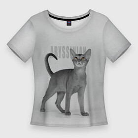 Женская футболка 3D Slim с принтом Котенок абиссинец в Санкт-Петербурге,  |  | абиссинец | абиссинская кошка | абиссинская порода | кот абиссинец | котенок абиссинец | кошка абиссинец | порода абиссинец
