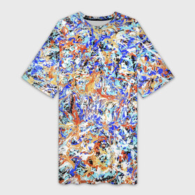Платье-футболка 3D с принтом Летний красочный паттерн в Санкт-Петербурге,  |  | color | fashion | impressionism | paint | pattern | splashes | summer | абстракция | брызги | импрессионизм | краска | лето | мода | паттерн | цвет