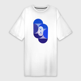 Платье-футболка хлопок с принтом Key Blue в Санкт-Петербурге,  |  | абстракция | винтаж | геометрия | культура | минимализм | паттерн | синий | текстура