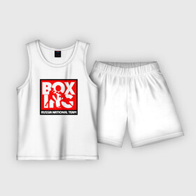 Детская пижама с шортами хлопок с принтом Boxing team russia в Санкт-Петербурге,  |  | boxer | boxing | mma | national team | russia | бокс | боксер