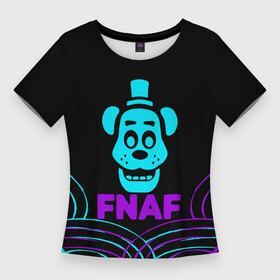 Женская футболка 3D Slim с принтом FNAF Фредди neon в Санкт-Петербурге,  |  | at freddys | five nights | five nights at freddys | fnaf | game | games | paint | бонни | брызги | игра | игры | краска | пять ночей | пять ночей с фредди | с фредди | фнаф | фокси | фредди | чика