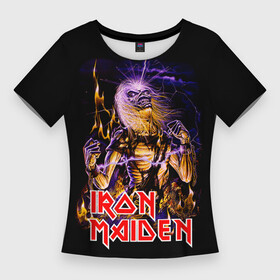 Женская футболка 3D Slim с принтом Iron Maiden  рок 80 х в Санкт-Петербурге,  |  | iron maiden | железная дева | металл | рок | хеви металл
