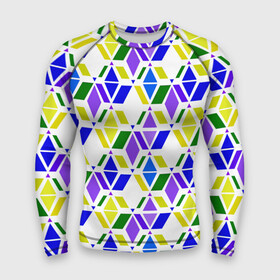 Мужской рашгард 3D с принтом Разноцветный неоновый геометрический узор в Санкт-Петербурге,  |  | геометрические фигуры | геометрический узор | неоновый зеленый | неоновый узор | разноцветный | фиолетовый