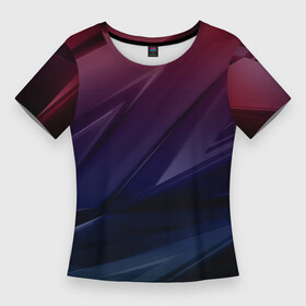 Женская футболка 3D Slim с принтом Geometry violet dark в Санкт-Петербурге,  |  | 3d | 3д | black | red | texture | геометрия | красно синее | синий | текстуры | фигуры | фиолетовый | черно фиолетовый | черный