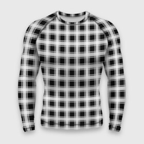 Мужской рашгард 3D с принтом Black and white tartan check в Санкт-Петербурге,  |  | black and white | tartan | клетка | клетчатый узор | узор в клетку | черно белый | шотландка