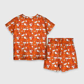 Детский костюм с шортами 3D с принтом Red foxes в Санкт-Петербурге,  |  | Тематика изображения на принте: animal | fluffy | forest | funny | ginger | leaves | nature | orange | животное | забавный | лес | листья | оранжевый | природа | пушистый | рыжий